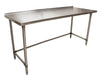 BK Resources SVTROB-7230 18 Gauge Stainless Steel Work Table Open Base 1.5 Backsplash 72" W x 30" D