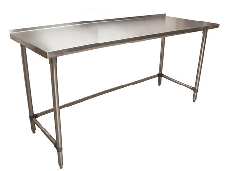 BK Resources SVTROB-7230 18 Gauge Stainless Steel Work Table Open Base 1.5 Backsplash 72" W x 30" D