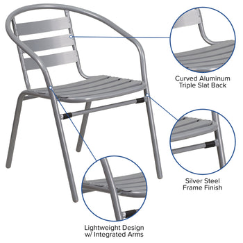 Silver Aluminum Slat Chair