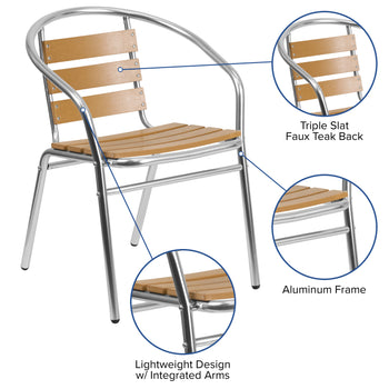 Aluminum Teak Back Chair