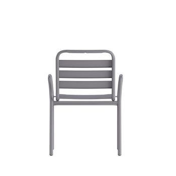 Silver Slat Chair with Arms