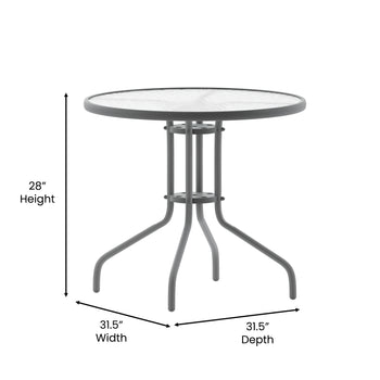 31.5RD Silver Patio Table