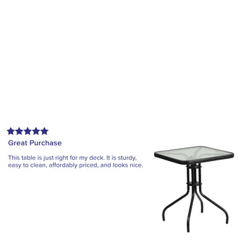 23.5SQ Glass Black Patio Table