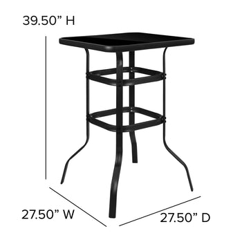 3PC Glass Bar Patio Table Set