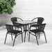 28SQ Black Table Set w/Rattan