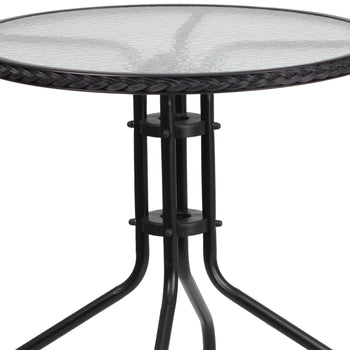 28RD Black Table Set w/Rattan