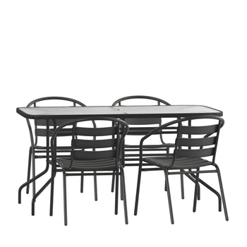 31.5x55 Black Patio Table Set