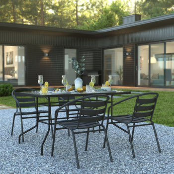 31.5x55 Black Patio Table Set