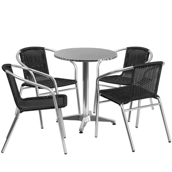 23.5RD Aluminum Table/4 Chairs