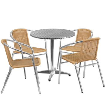 27.5RD Aluminum Table/4 Chairs