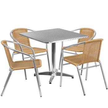 31.5SQ Aluminum Table/4 Chairs