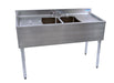 BK Resources UB4-18-248TS 18"X48" Underbar Sink w/ Legs 2 Compartment Two Drainboards & Faucet