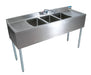 BK Resources UB4-18-360TS 18"X60" Underbar Sink w/ Legs 3 Compartment Two Drainboards & Faucet 