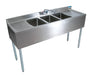 BK Resources UB4-18-372TS 18"X72" Underbar Sink w/ Legs 3 Compartment Two Drainboards & Faucet 