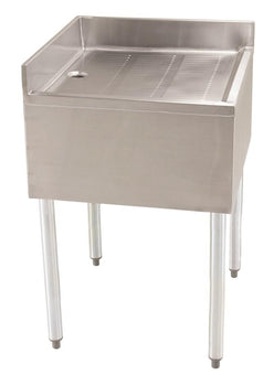 BK Resources UB4-18-CDB 18" Stainless Steel Underbar Corner Drainboard w/ Legs