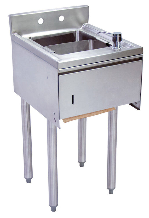 BK Resources UB4-21-1012HST-12-PG 21"X12" Stainless Steel Underbar Dump Sink w/ Towel Dispenser w/ Faucet