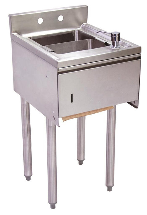 BK Resources UB4-21-1012HST-12 21"X12" Stainless Steel Underbar Dump Sink w/ Towel Dispenser