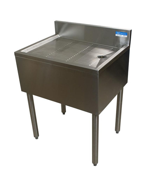 BK Resources UB4-21-DB30 21"X30" Stainless Steel Underbar Drainboard w/ Legs