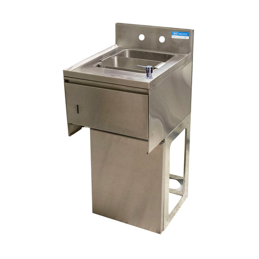 BK Resources UBB-21-1012HST-12 21"x12" Stainless Steel Underbar Dump Sink w/ Towel Dispenser & Base