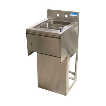 BK Resources UBB-21-1012HST-15 21"x15" Stainless Steel Underbar Dump Sink w/ Towel Dispenser & Base