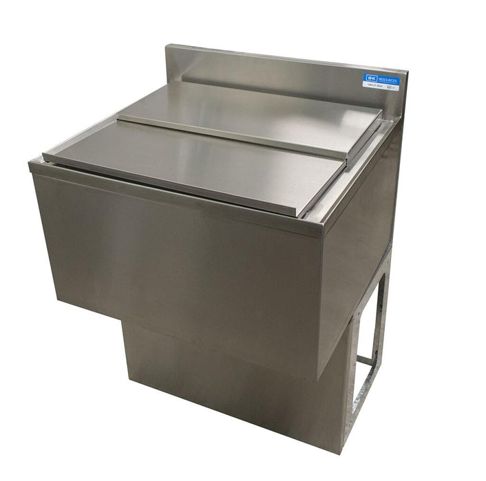 BK Resources UBB-21-IBCP30-10 30"X21" Stainless Steel Ice Bin & Lid w/ 10 Circuit Cold Plate w/ Base