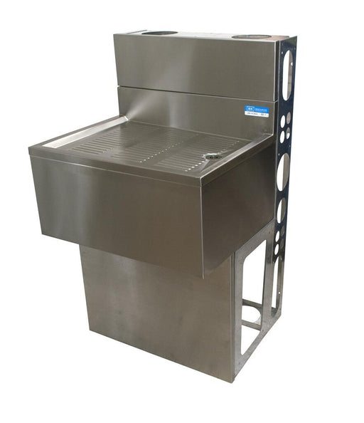 BK Resources UBDW-18-DB12 18"X12" Stainless Steel Underbar Drainboard w/ Die Wall & Base