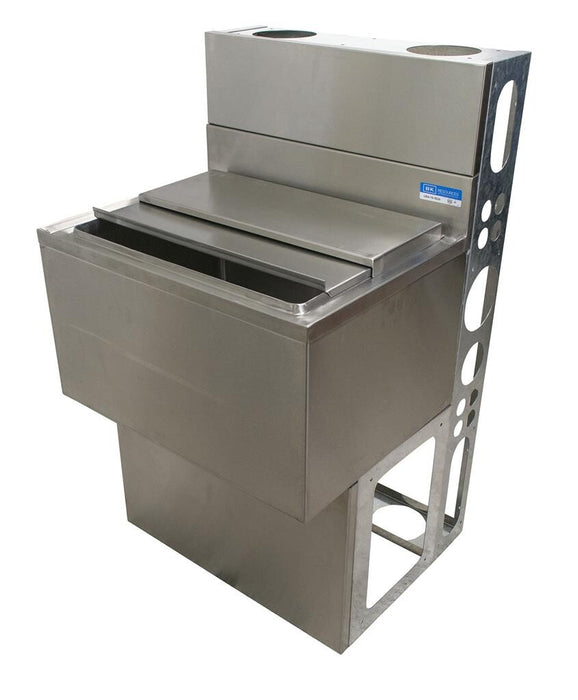 BK Resources UBDW-18-IBCP36-10 36"X18" Stainless Steel Ice Bin & Lid w/ 10 Circuit Cold Plate w/ Die Wall & Base