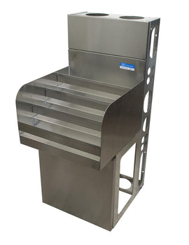 BK Resources UBDW-18-LD36 18"X36" 4 Step Stainless Steel Liqore Display w/ Die Wall & Base