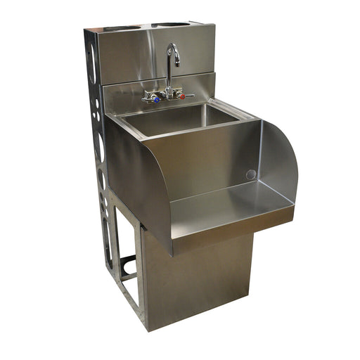 BK Resources UBDW-21-1410BSS-P-G 21"X18" Stainless Steel Underbar Blender Station w/ SS Faucet & Die Wall