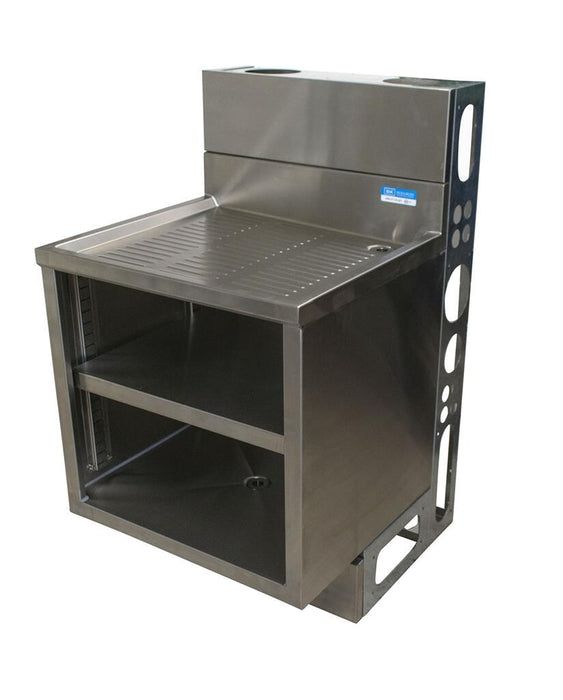 BK Resources UBDW-21-GC301 21"X30" Stainless Steel Underbar Glass Rack Storage Cabinet w/ Drainboard Top