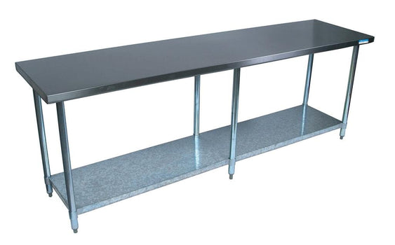 BK Resources VTT-1884 18 Stainless Steel Gauge Work Table with Galvanized Undershelf 84" W x 18" D