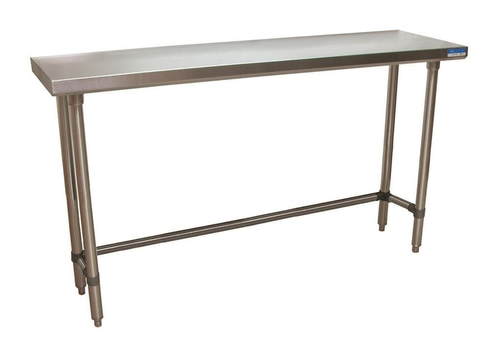 BK Resources VTTOB-1872 18 Gauge Stainless Steel Work Table With Open Base 72" W x 18" D