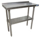BK Resources VTTR-1836 18 Gauge Stainless Steel Work Table With Undershelf 1.5" Backsplash 36" W x 18" D