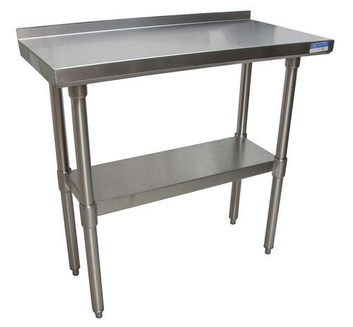 BK Resources VTTR-1848 18 Gauge Stainless Steel Work Table With Undershelf 1.5" Backsplash 48" W x 18" D
