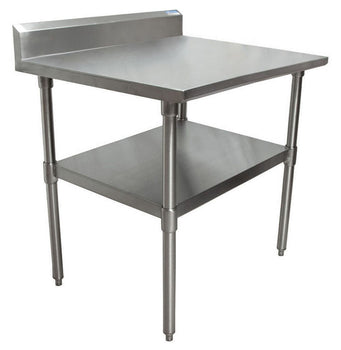 BK Resources VTTR5-2424 18 Gauge Stainless Steel Work Table With Undershelf 5" Backsplash 24" W x 24" D