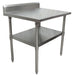 BK Resources VTTR5-2424 18 Gauge Stainless Steel Work Table With Undershelf 5" Backsplash 24" W x 24" D