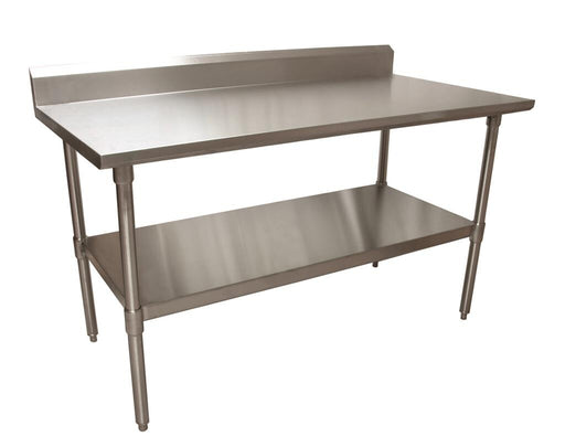 BK Resources VTTR5-6030 18 Gauge Stainless Steel Work Table With Undershelf 5" Backsplash 60" W x 30" D