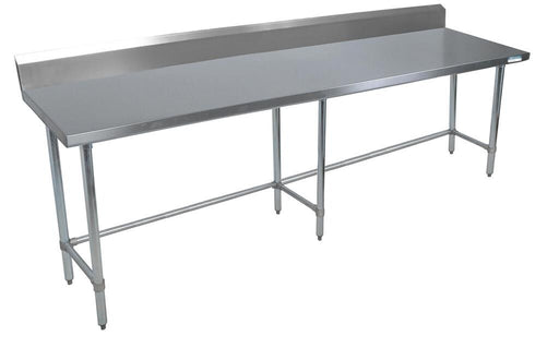 BK Resources VTTR5OB-8430 18 Gauge Stainless Steel Work Table With Open Base 5" Backsplash 84" W x 30" D