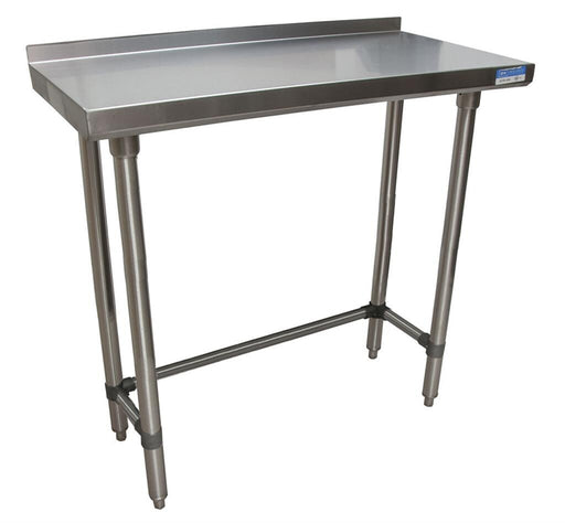 BK Resources VTTROB-1848 18 Gauge Stainless Steel Work Table With Open Base 1.5" Backsplash 48" W x 18" D
