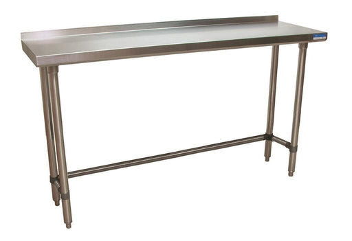 BK Resources VTTROB-1860 18 Gauge Stainless Steel Work Table With Open Base 1.5" Backsplash 60" W x 18" D