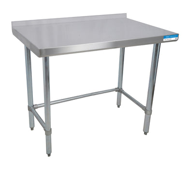 BK Resources VTTROB-1884 18 Gauge Stainless Steel Work Table With Open Base 1.5" Backsplash 84" W x 18" D