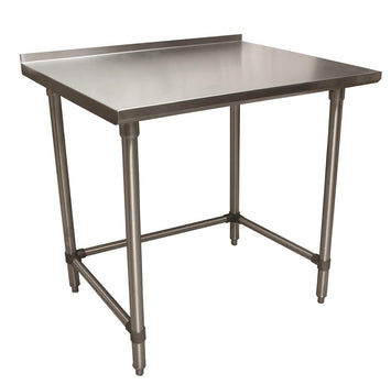 BK Resources VTTROB-2424 18 Gauge Stainless Steel Work Table With Open Base 1.5" Backsplash 24" W x 24" D