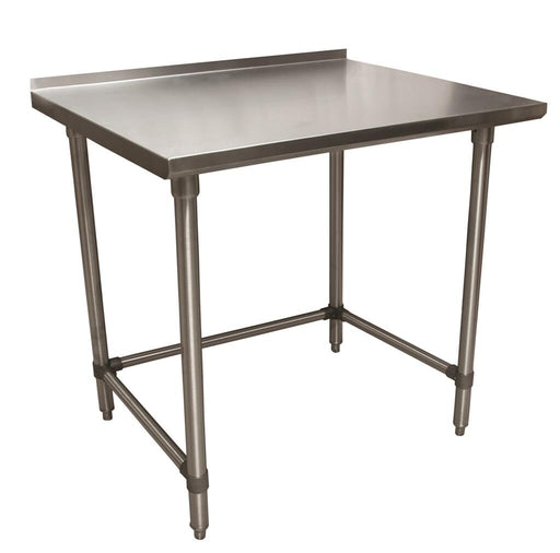 BK Resources VTTROB-4830 18 Gauge Stainless Steel Work Table With Open Base 1.5" Backsplash 48" W x 30" D