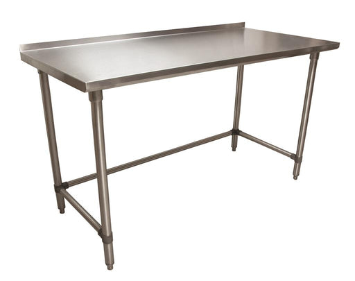 BK Resources VTTROB-6024 18 Gauge Stainless Steel Work Table With Open Base 1.5" Backsplash 60" W x 24" D