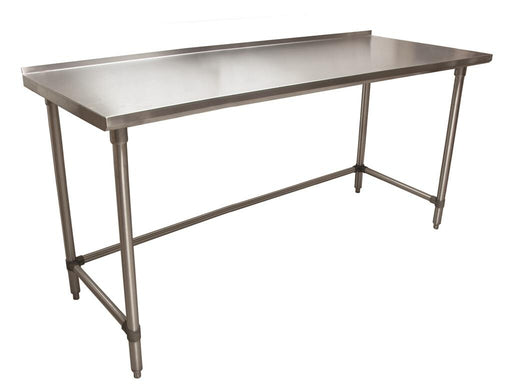 BK Resources VTTROB-7224 18 Gauge Stainless Steel Work Table With Open Base 1.5" Backsplash 72" W x 24" D