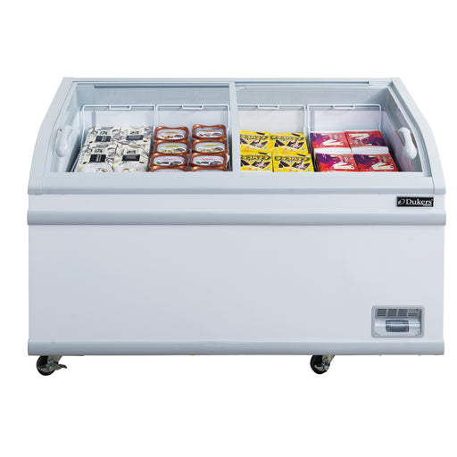 Atosa MMF9110 41 Angle Curved Glass Top Chest Freezer - 10 Cu. Ft.