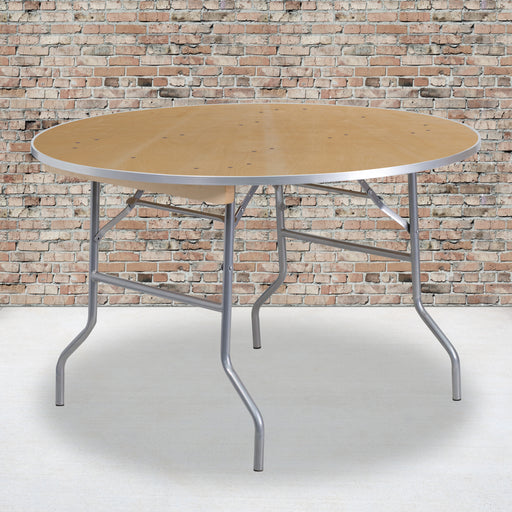 48RND Wood Fold Table-Met Edge