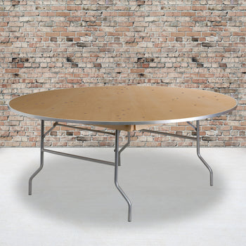 72RND Wood Fold Table-Met Edge