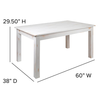 60x38 Rustic White Farm Table