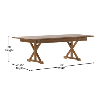 8'x40" Rustic X-Leg Farm Table